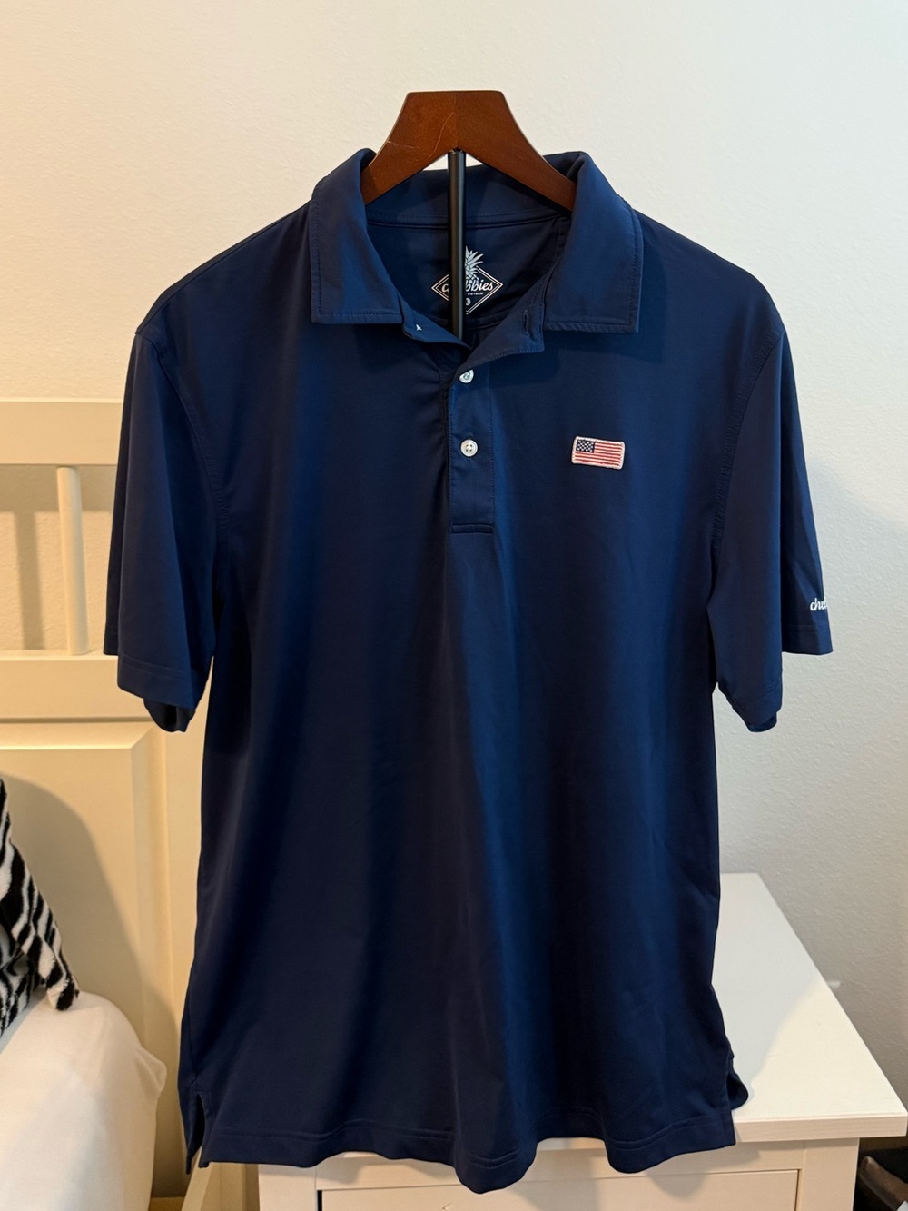 chubbies Navy Polo with Flag Patch